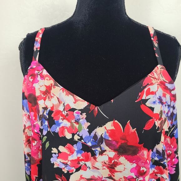 Torrid Sophie Spaghetti Strap Top Black Red Floral Chiffon Romantic Whimsy 2X - Picture 14 of 14